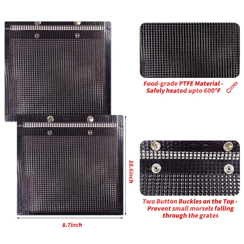 YBB حقيبة مشبك للشواء YBB 2 قطعة مع فرشاة سيليكون 2 قطعة، حقيبة شواء PTFE كبيرة غير لاصقة مقاومة للحرارة قابلة لإعادة الاستخدام سهلة التنظيف لحفلات الشواء في الهواء الطلق هدية يوم الأب - Image 1